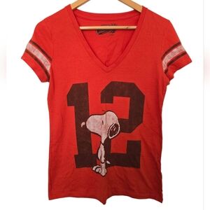 Y2K Snoopy Old Navy Graphic Tee Size Medium Peanuts Varsity Baby Tee Red
